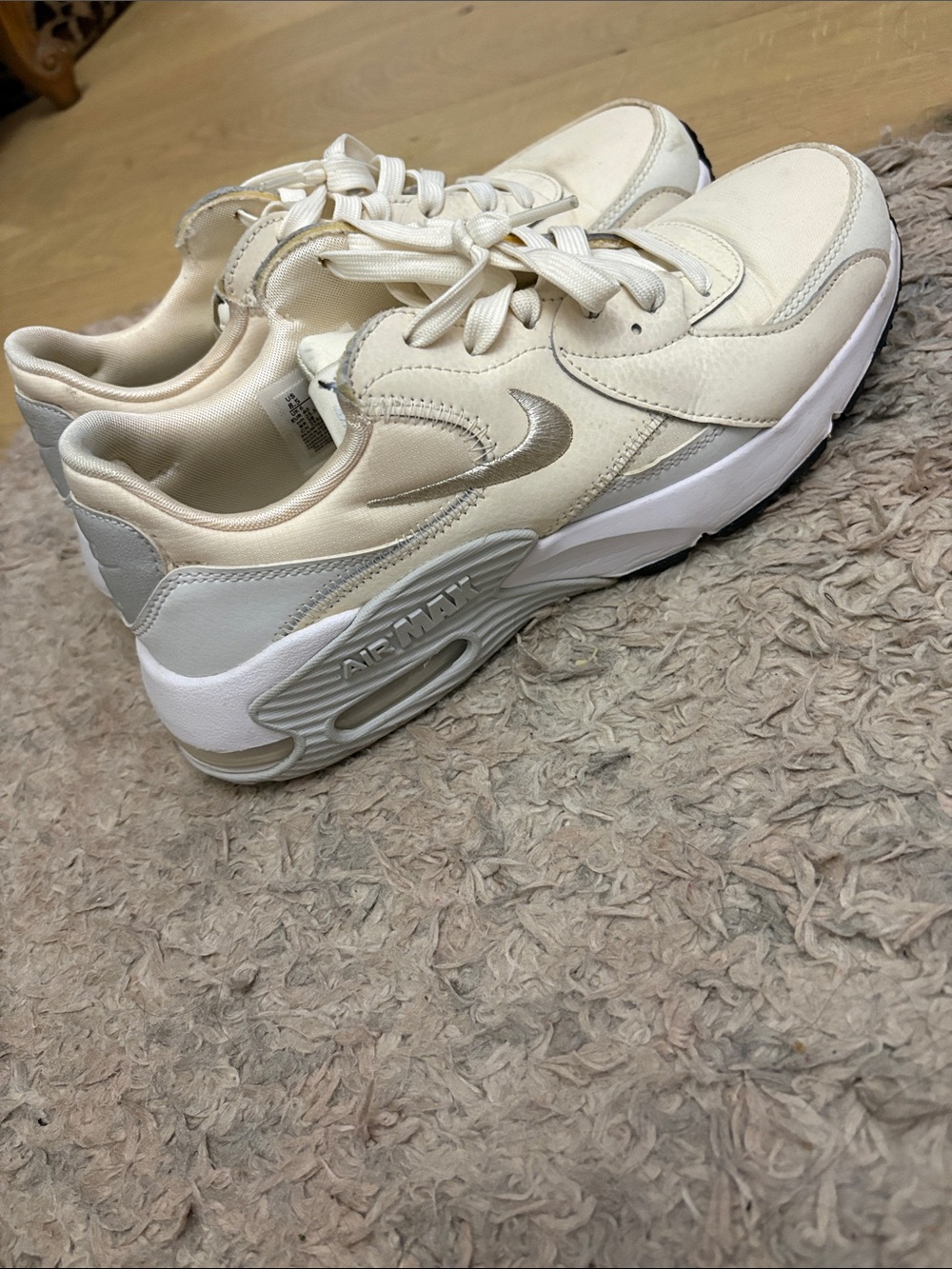 Nike Women's Air Max Sneakers in Cream and White with Metallic Swoosh